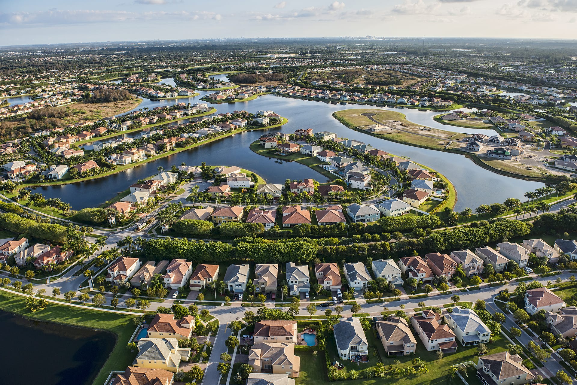 Aerial view of a South Florida suburban housing community